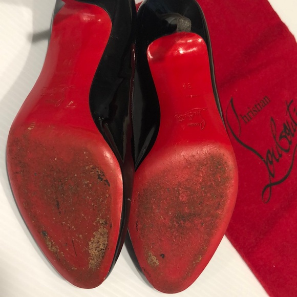 Christian Louboutin Black Patent Heels Red Bottoms Size EU 39 - Picture 7 of 13